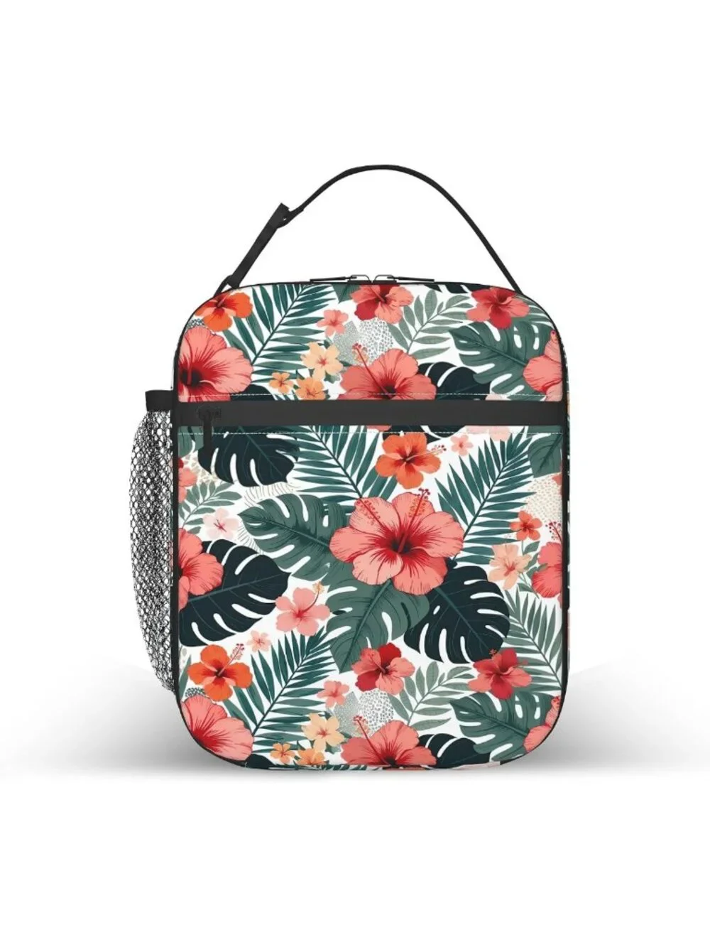Insulated Tropical Hibiscus Kids Lunch Bag | Reusable Leakproof Cooler Tote for